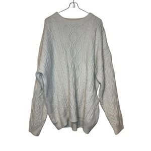 Aelifric Eden Women's Sweater Cable Knit Pullover Long Sleeve Oversized White XL
